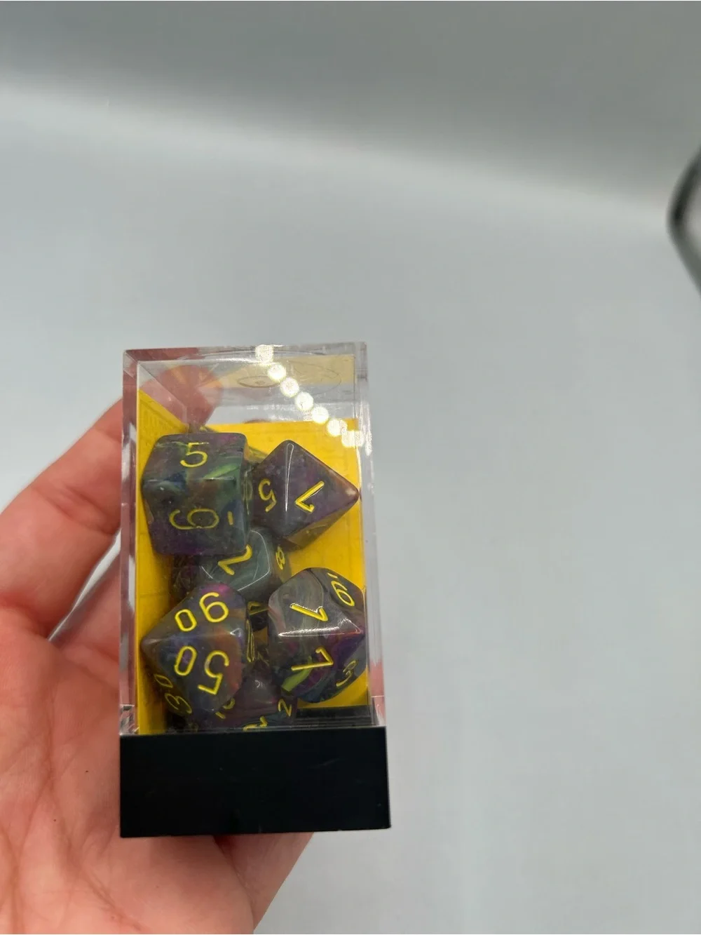 Chessex 7 Count Festive Rio Yellow Dice Cube Box D&D Dungeons Dragons RPG DND